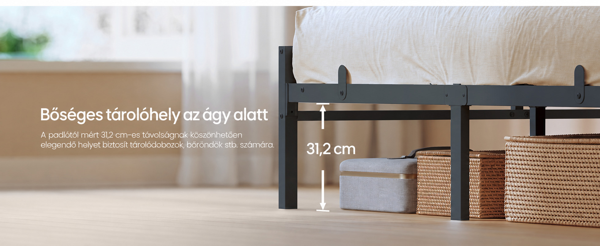 Bőséges extra hely a kiegészítők számára. Belső tárolóhely kosarakkal, tartókkal és fonott tárolókkal a polcon.