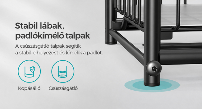 A fekete rendszerező csúszásgátló talpa