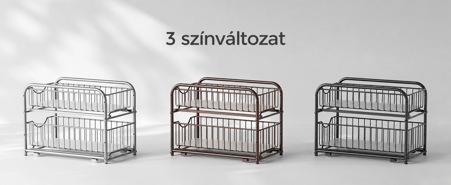 A kosaras rendszerező három színváltozatának bemutatása