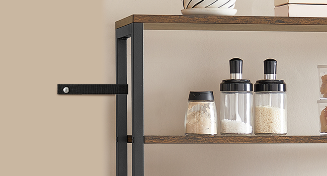VASAGLE BARNET konyhai polc állítható tárolószintjeinek és akasztóinak bemutatása