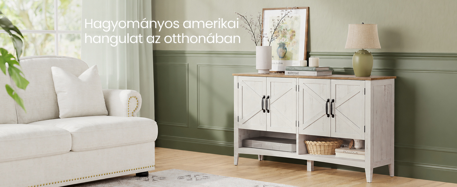 VASAGLE LIRY cipősszekrény 4 ajtóval és 2 fiókkal – termékjellemzők bemutatóképe