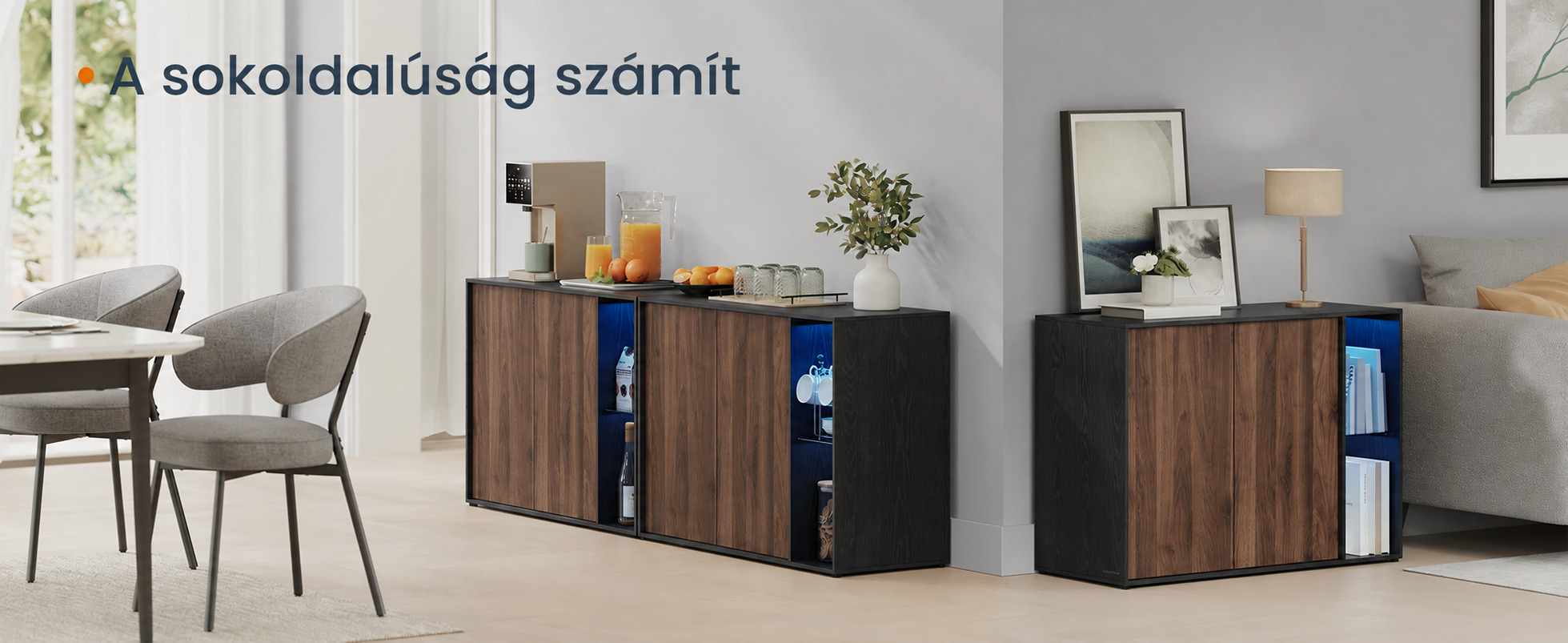 SONGMICS HOME KADIN modern tárolószekrény – lakberendezési bemutatókép