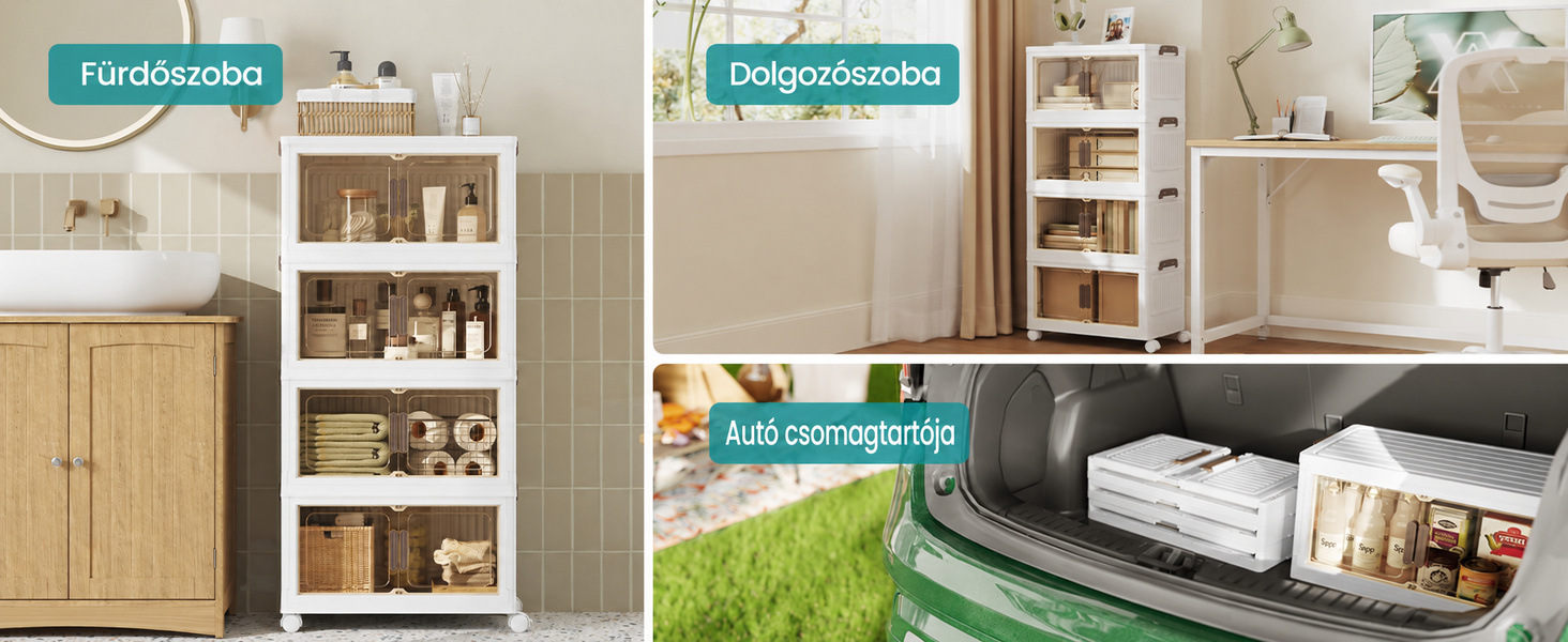 4 szintes műanyag tárolódoboz nappaliba, fürdőszobába és dolgozószobába