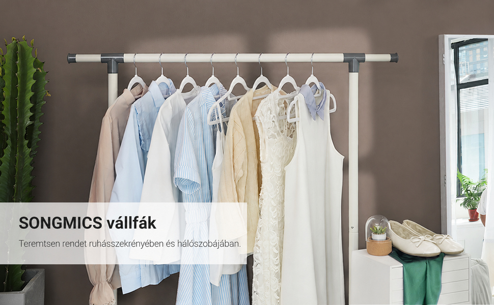 Csúszásmentes bársony vállfák 50 db, fehér