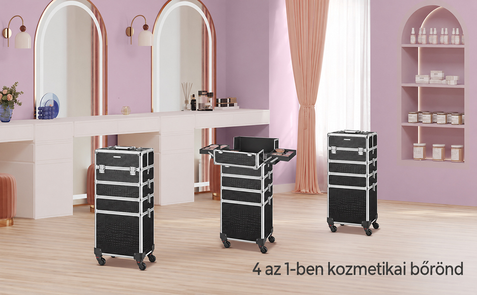 Sminkbőrönd, kozmetikai bőrönd 4 az 1-ben 34,8 x 80 x 25 cm | 
