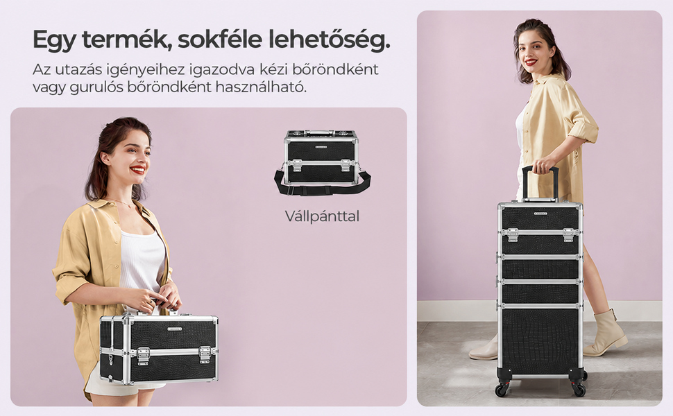 Sminkbőrönd, kozmetikai bőrönd 4 az 1-ben 34,8 x 80 x 25 cm | 