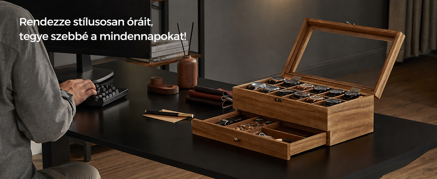 a wooden box with a drawer open on a desk