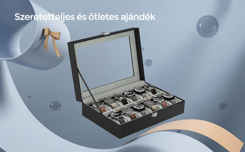 Óradoboz 12 rekeszes, bársony béléssel |