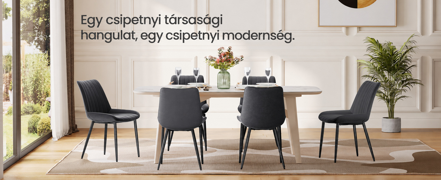 Étkezőszékek 2 db-os konyhai székkészlet, bársony kárpitozott szék, szürke
