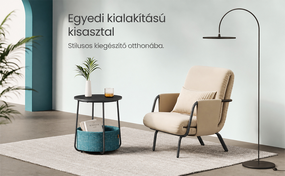 Kerek asztal, kis dohányzóasztal, sötét türkiz | 
