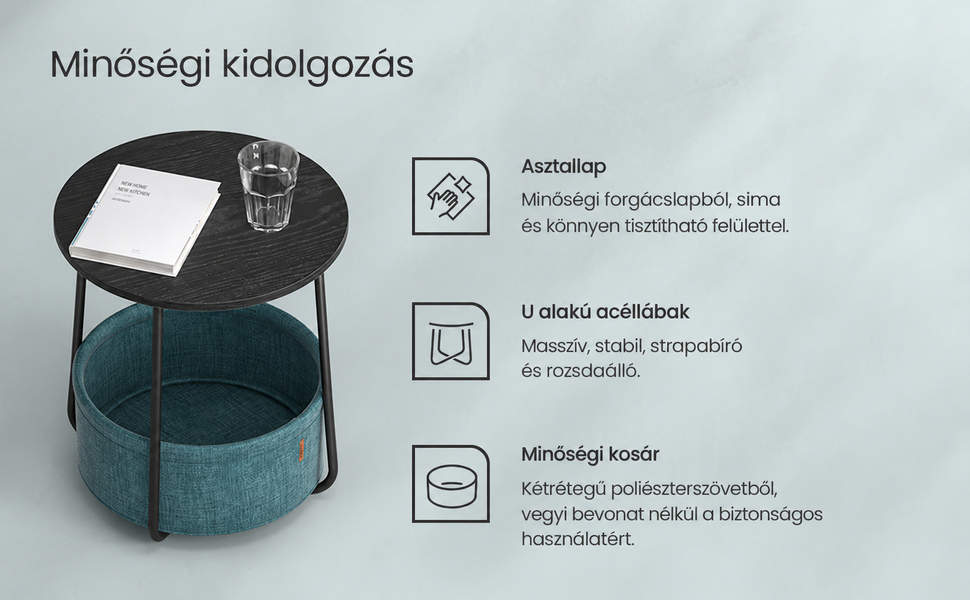 Kerek asztal, kis dohányzóasztal, sötét türkiz | 