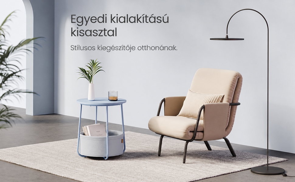 Kerek asztal, kis dohányzóasztal, púderkék | 