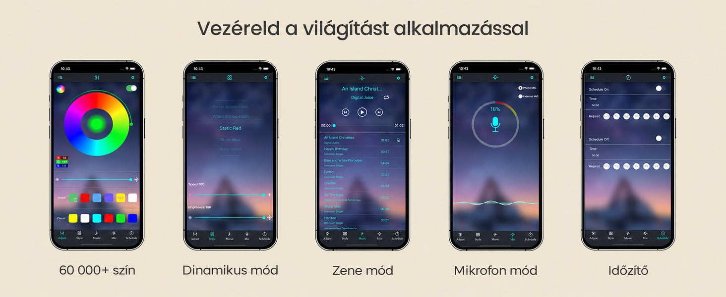 Komód appal vezérelhető LED hangulatvilágítással