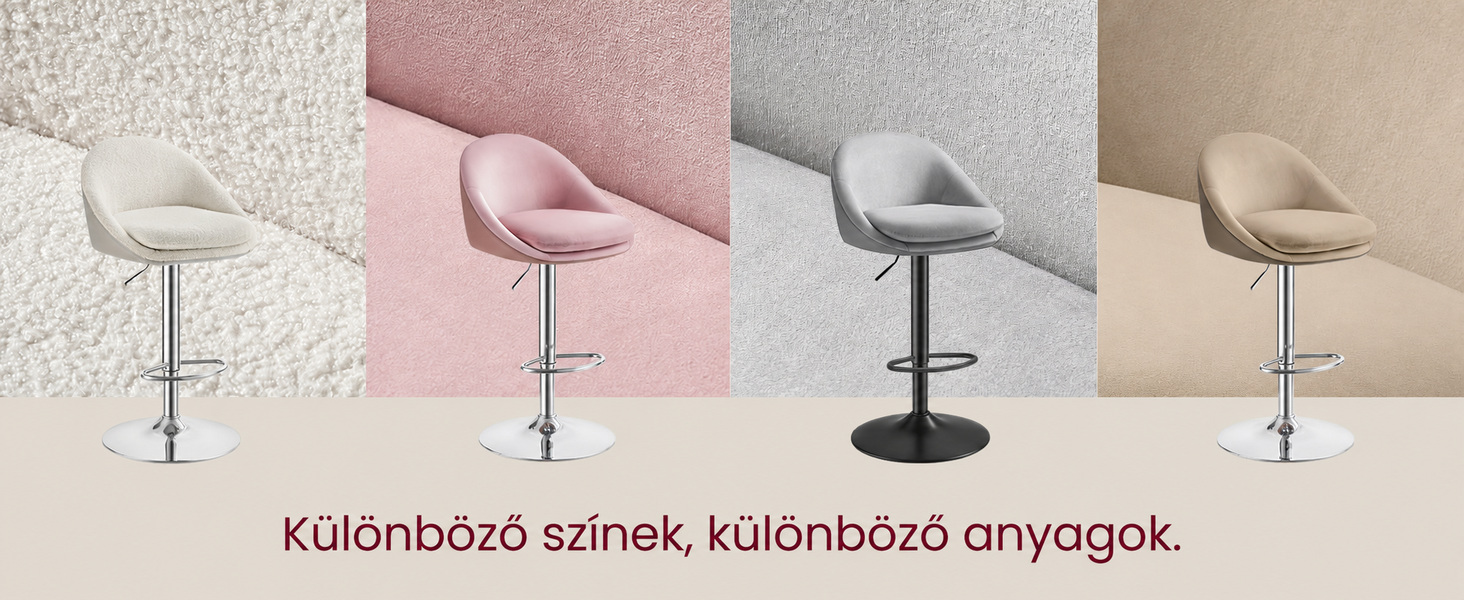 Bárszék szett 2 db bárszék, állítható magasságú, krémfehér