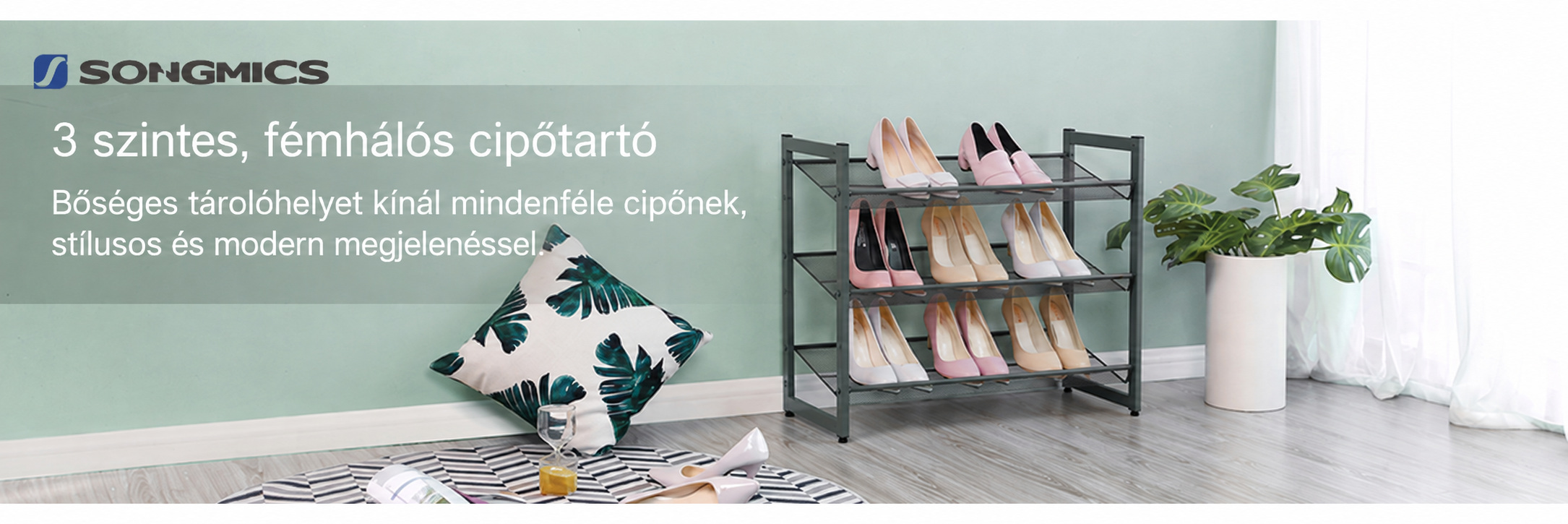 3 szintes fémhálós cipőtartó