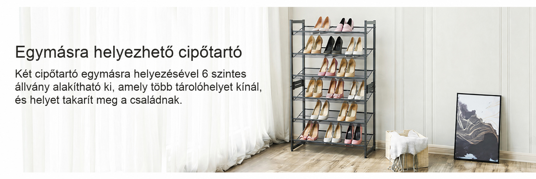 Egymásra rakható cipőtartó