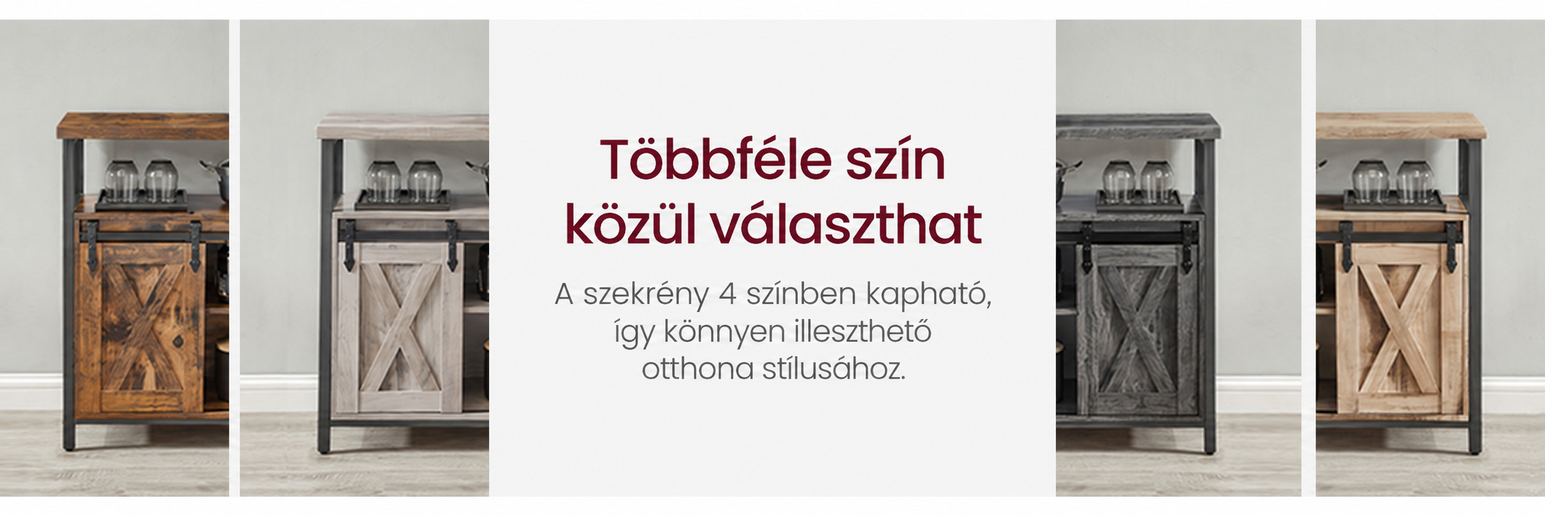 Tárolószekrény 2 tolóajtóval,konyhaszekrény állítható polcokkal, greige-fekete |