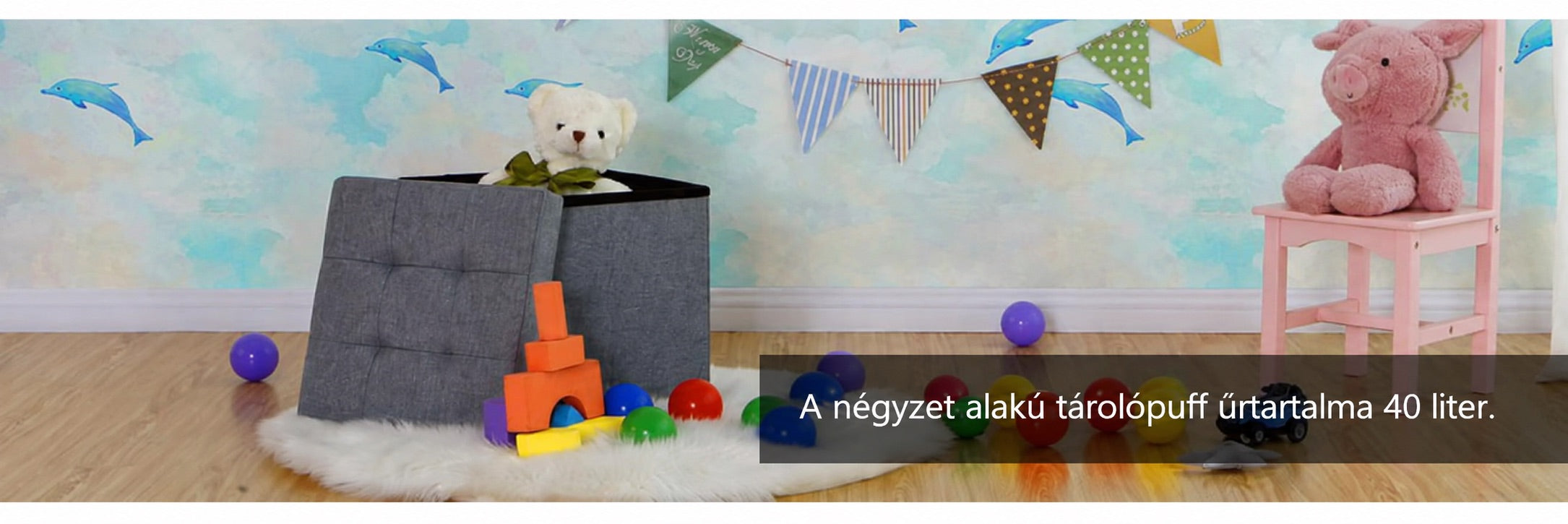 Helytakarékosan összecsukható tárolópuff