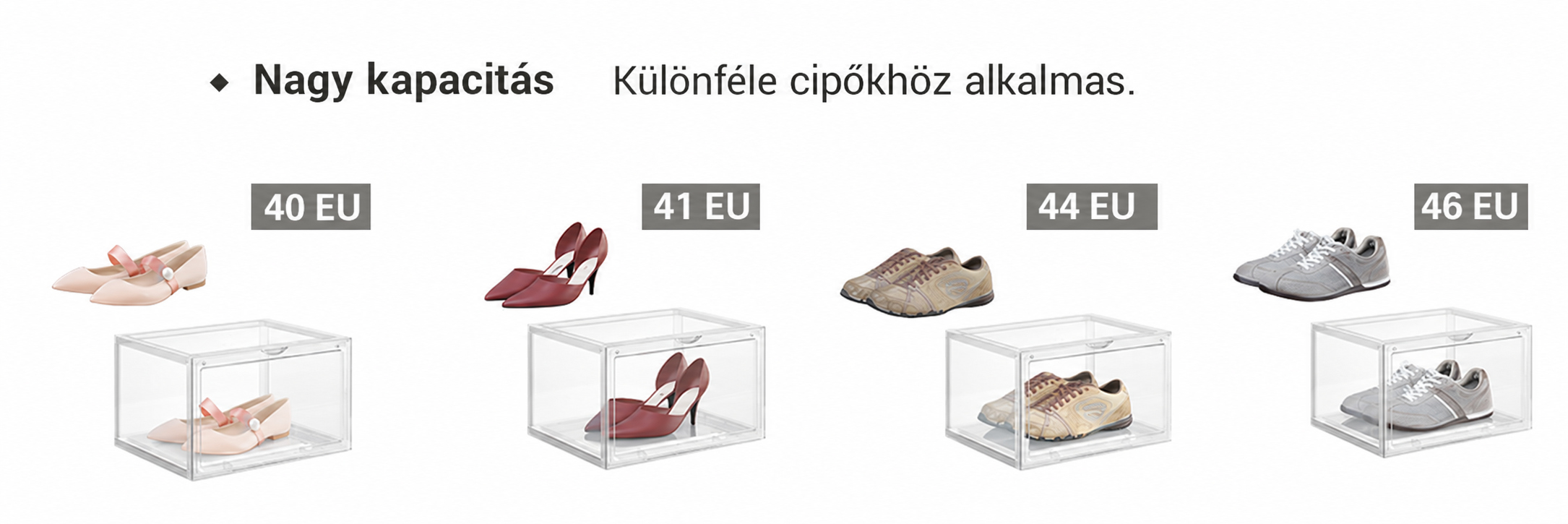 Cipősdobozok, 3 db egymásra rakható cipőszervező átlátszó ajtóval | 