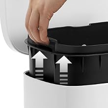 30 literes pedálos szemetes konyhába, acél,belső vödörrel, halk záródású fedéllel, fehér