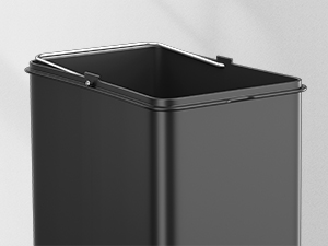 Poubelle ou contenant rectangulaire noir simple avec un design minimaliste épuré et une finition mate.