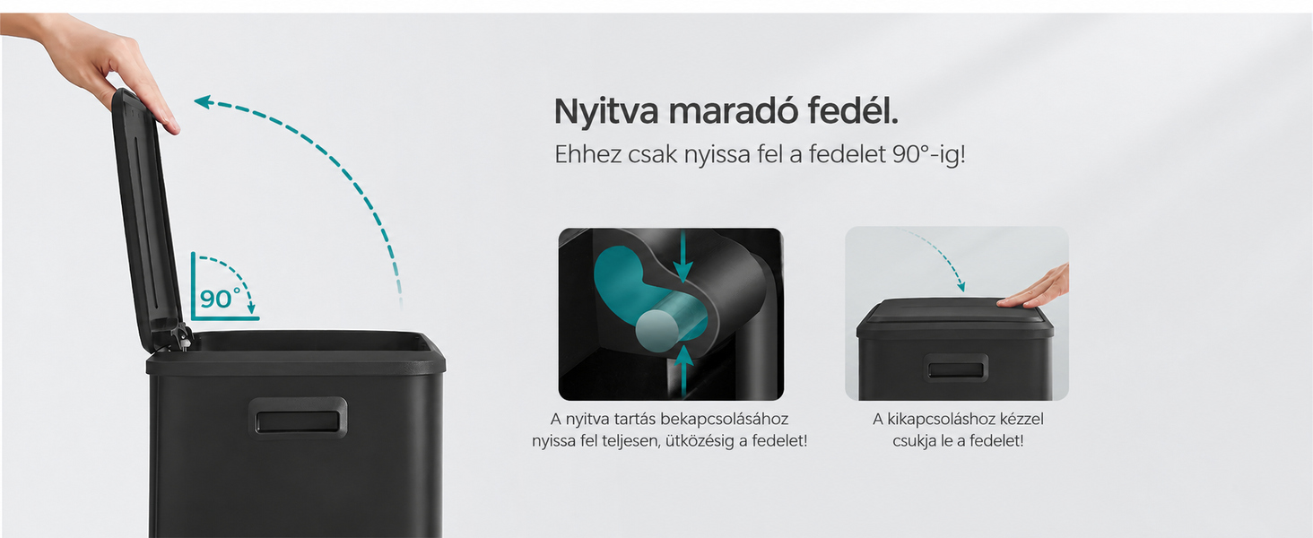 2 x 15 literes konyhai szemetes fekete színben