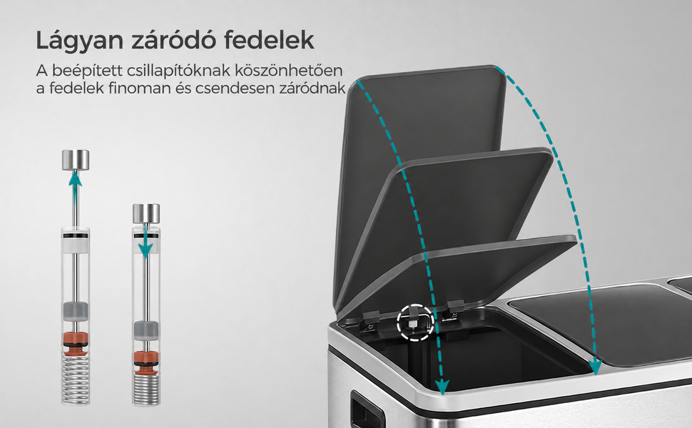 Szelektív szemetes 54 liter ezüst |