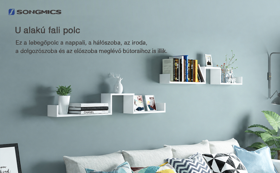 Fali polc 3 db-os készlet, úszó polcok, 30/ 45/ 60 cm | 