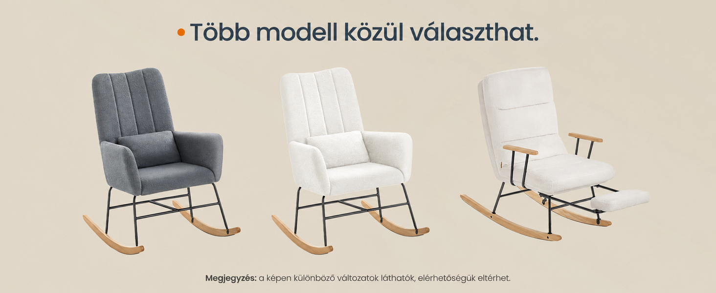 Három különböző színű hintaszék
