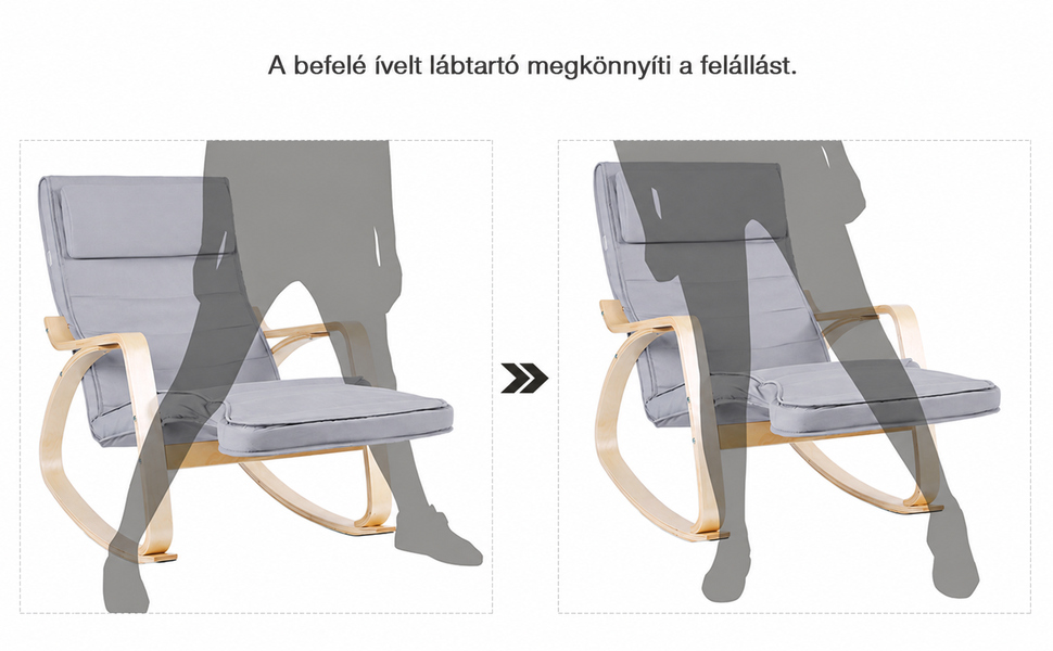 Hintaszék, relaxációs szék 5 irányban állítható lábtartó, világosszürke |