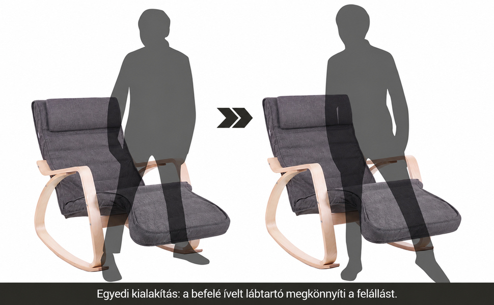 Hintaszék 5 irányban állítható lábtartóval, maximális terhelés 150 kg