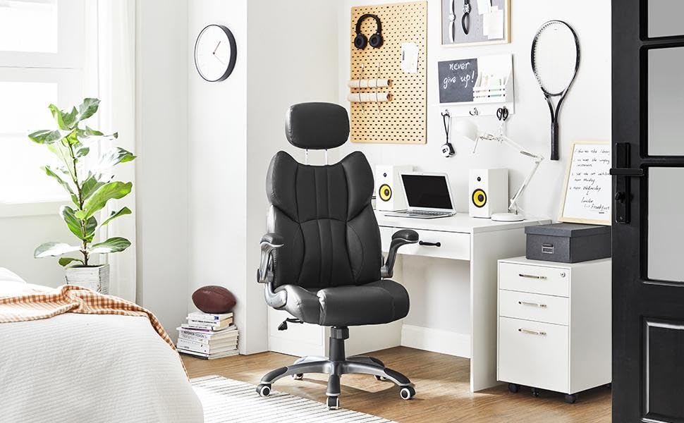 SONGMICS STEVON ergonomikus irodai és gamer forgószék, tintafekete