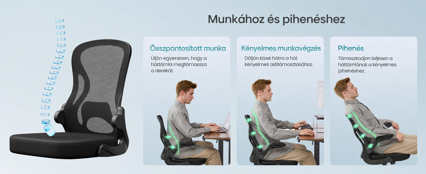 SONGMICS hálós irodai szék párnázott deréktámasszal, munkához és pihenéshez