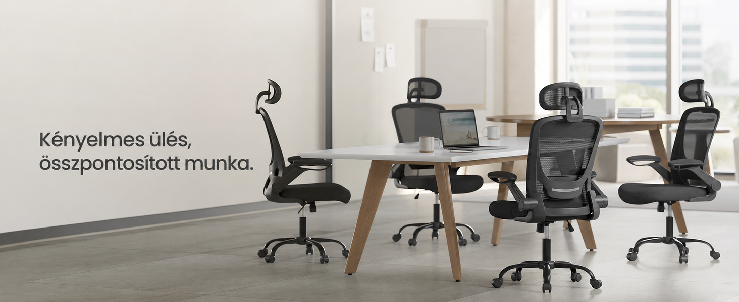 SONGMICS ergonomikus irodai szék hálós háttámlával, tintafekete