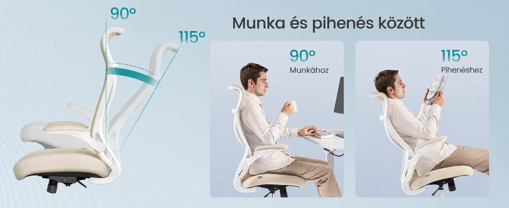 SONGMICS ergonomikus irodai szék fejtámlával, felhajtható kartámaszokkal, max. 150 kg, cappuccino bézs