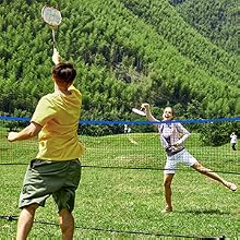 Tenisz/Tollaslabda Háló Hordozható Állvánnyal állítható magasságú 5x1,55 m , kék |