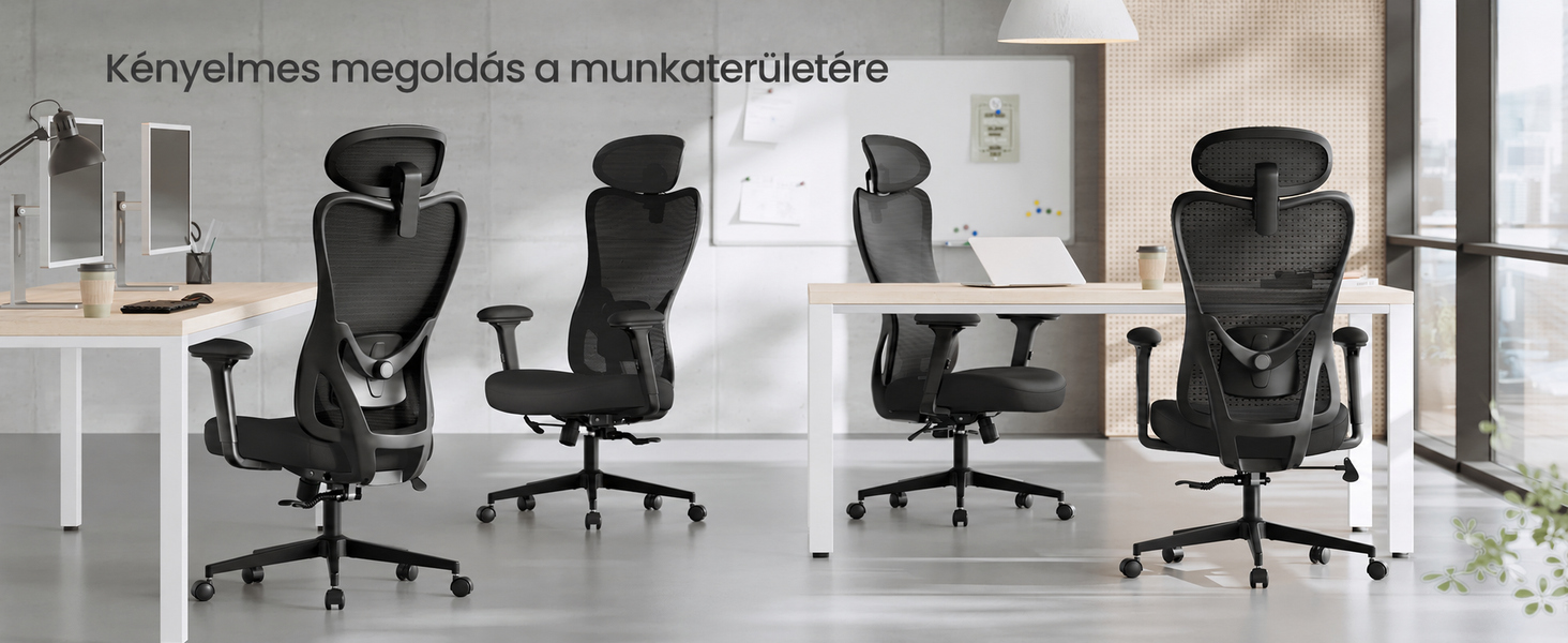 SONGMICS tintafekete ergonomikus irodai szék – gyártói termékbemutató