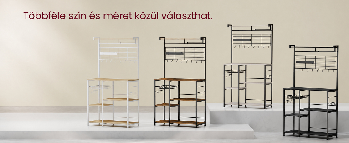 Termékbemutató – VASAGLE konyhai tárolóállvány mágneses késtartóval és 12 akasztóval, 90 cm, aranytölgy-fehér