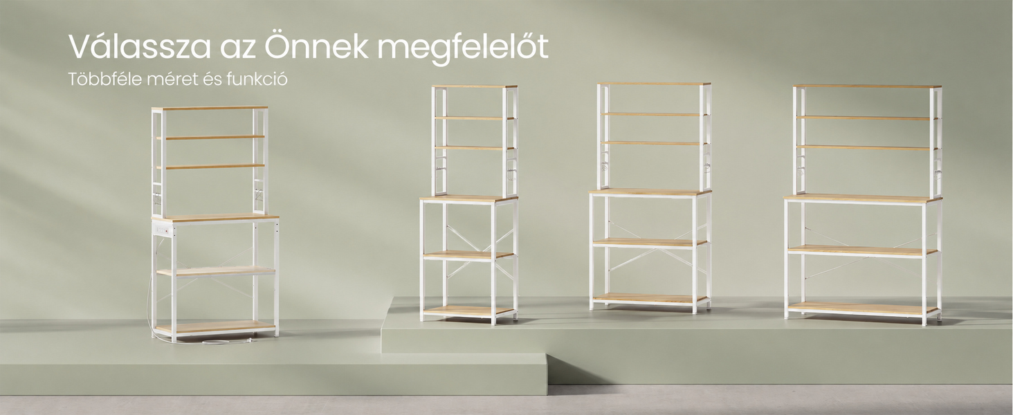 Termékbemutató – VASAGLE BARNET konyhai állvány 4 konnektorral, 6 szinttel és 6 akasztóval, 80 cm