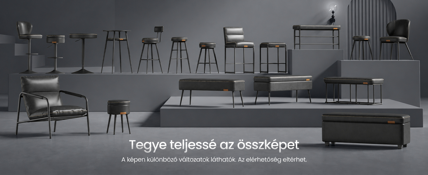 Termékbemutató – VASAGLE EKHO bárszék háttámlával, 2 db, 90,5 cm magas, tintafekete