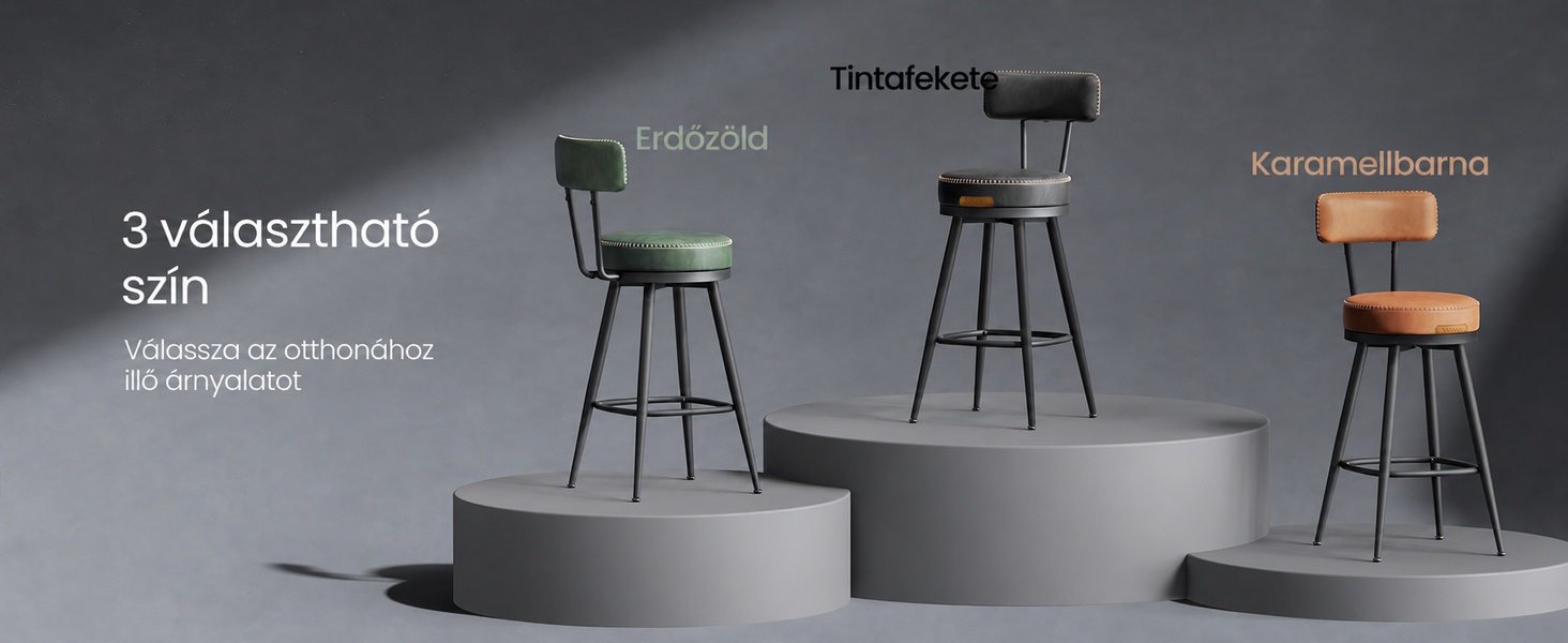 Termékbemutató – VASAGLE EKHO bárszék háttámlával, 2 db, 90,5 cm magas, tintafekete