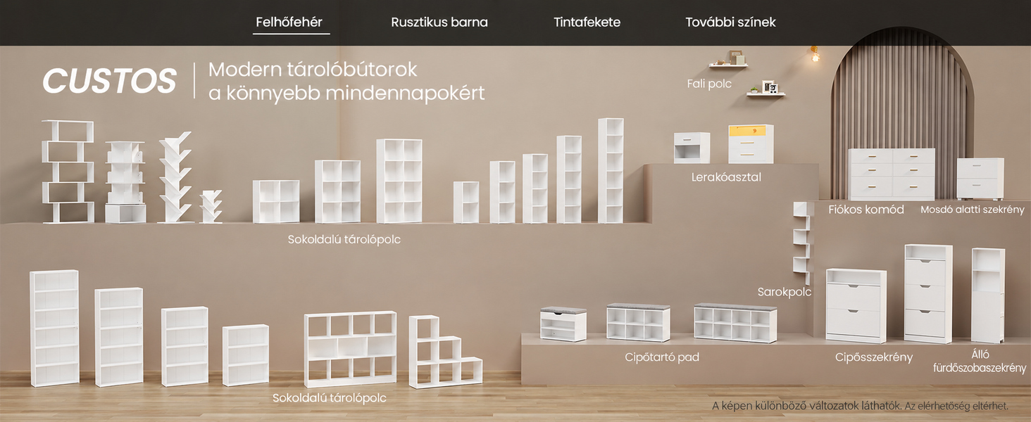Termékbemutató – VASAGLE CUSTOS fa alakú mini könyvespolc, 5 szintes, 30 × 17,2 × 51 cm, felhőfehér