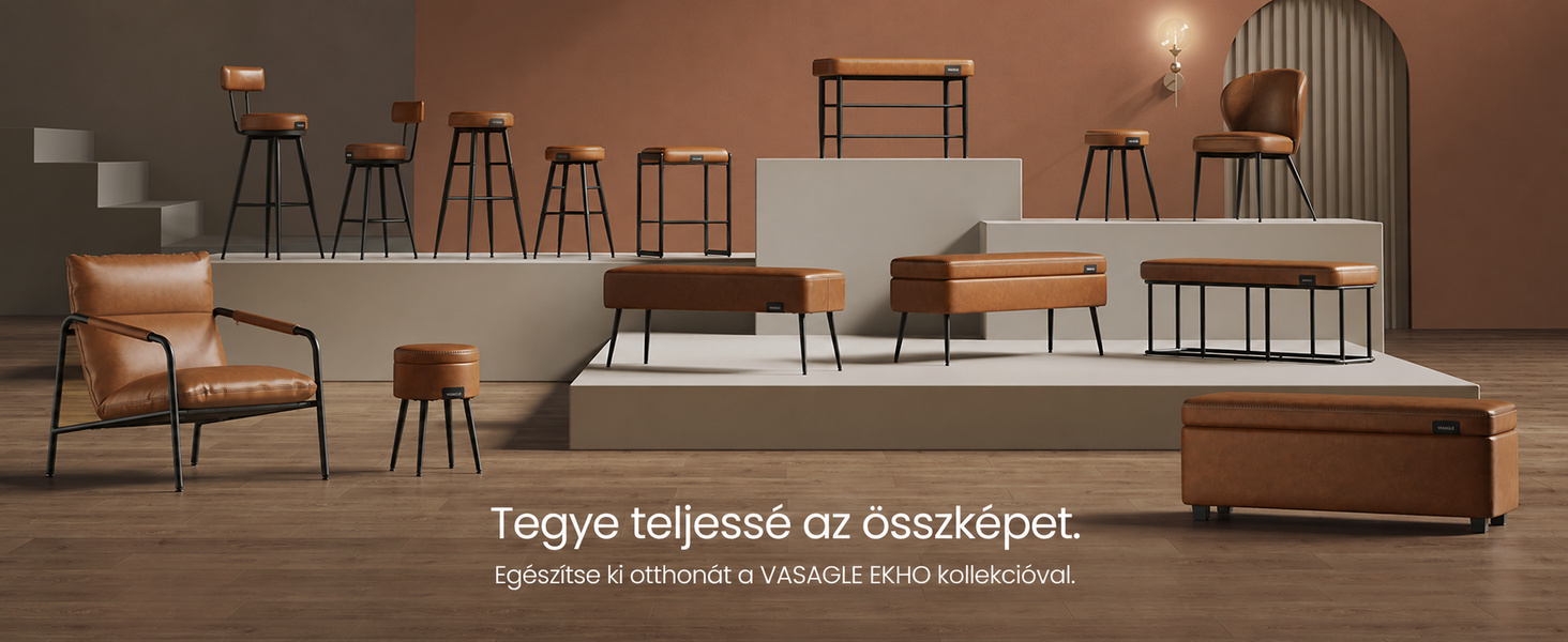 Termékbemutató – VASAGLE EKHO állítható magasságú bárasztal rejtett tárolóval, 83–105 cm, barna