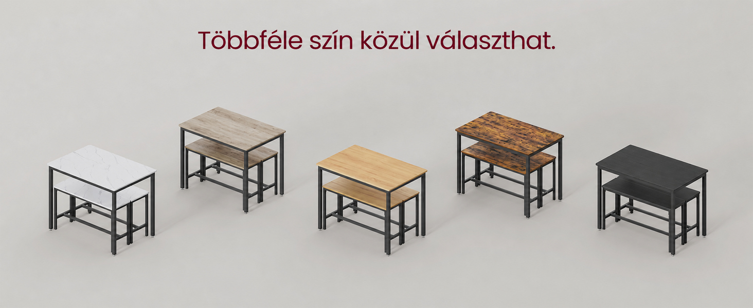 Étkezőasztal 2 paddal, 4 személyes, 110 × 70 cm, szürkésbézs-fekete – VASAGLE BARNET – 7. termékkép