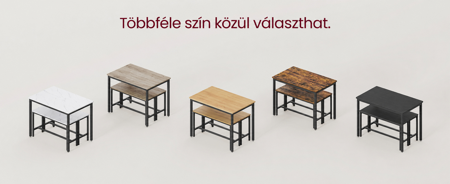 Étkezőasztal 2 paddal, 4 személyes, 110 × 70 cm, fekete – VASAGLE BARNET – 7. termékkép