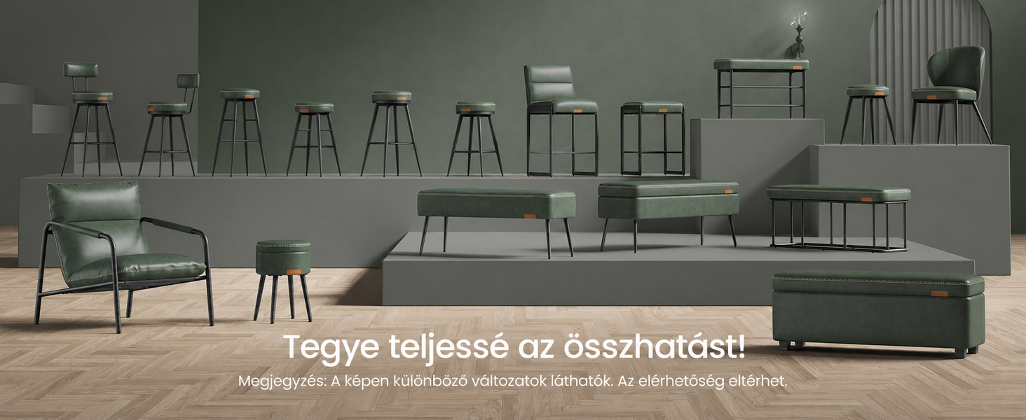 Bárszék szett háttámlával, 2 db, műbőr kárpittal – VASAGLE EKHO – 9. termékkép